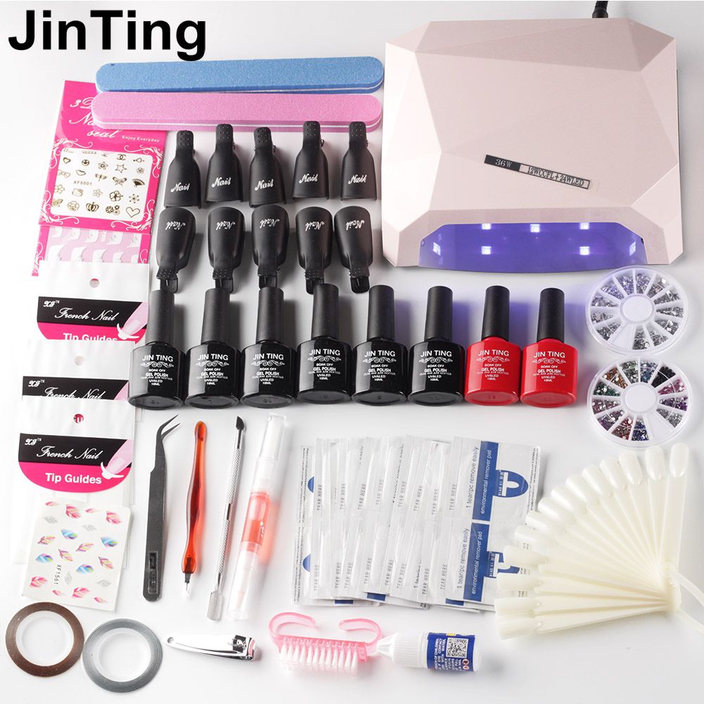 2018 New Nail Art Manicure Toos 36w Led Dryer Lamp 6 Color 10ml Soak Off Gel Base Top Coat Polish Varnish Tools