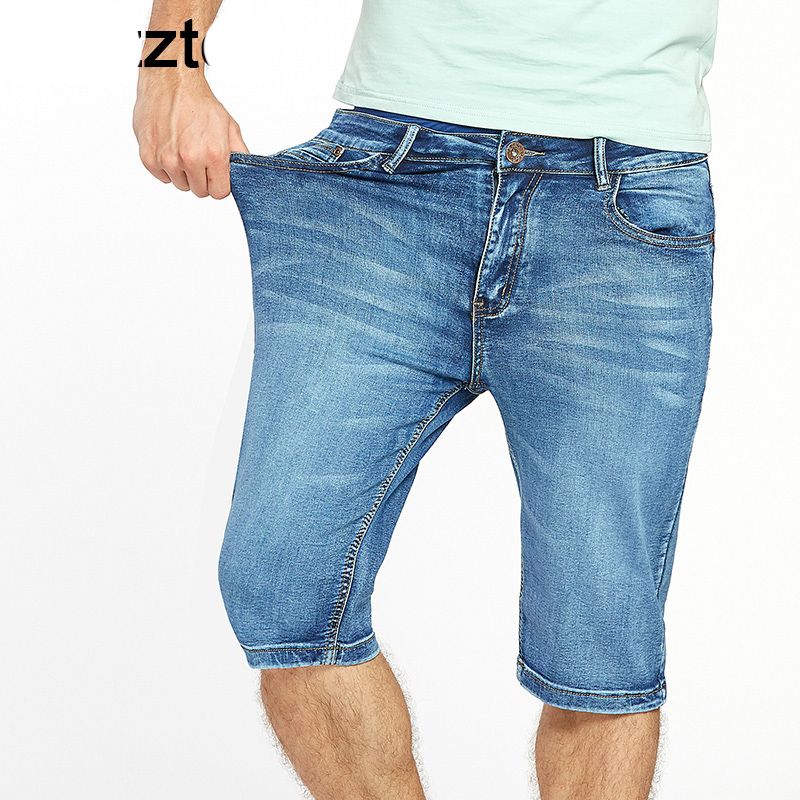 2018 mens summer stretch lightweight thin denim jeans short for men size 42 shorts