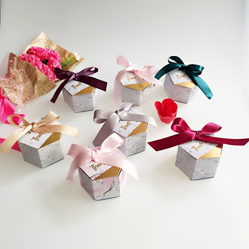 New Multicolor Marbling Style Candy Box Wedding Favors And Gifts Box