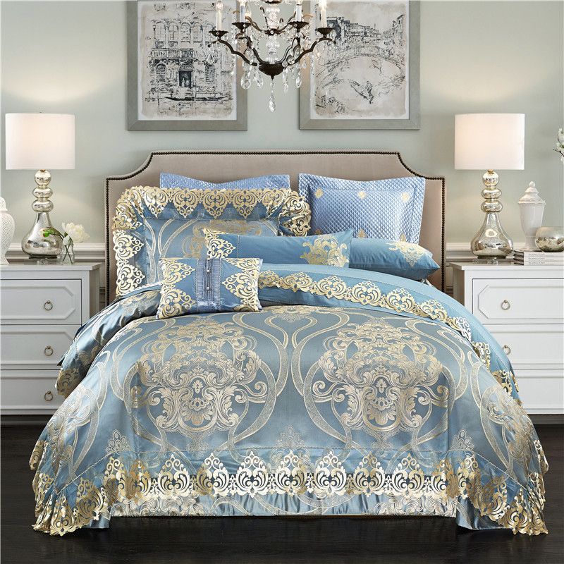 New 4 6 Luxury Royal Bedding Set Stain Jacquard Cotton Double King New 4 6 Luxury Royal Bedding Set Stain Jacquard Cotton Double King Queen Size Bedspread Duvet Cover Pillowcases Sets Plaid From