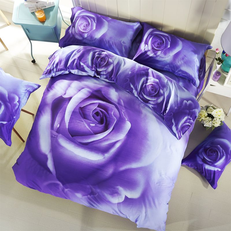 Papa Mima Purple Rose Flowers Bedding Set Queen Size Duvet Cover Papa Mima Purple Rose Flowers Bedding Set Queen Size Duvet Cover Bedsheet Quilt 3d Cotton Pillowcase Fairy From Hymen