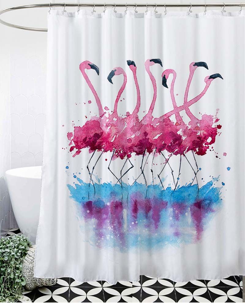 2018 Eco Friendly Flamingo Shower Curtain Waterproof Polyester 2018 Eco Friendly Flamingo Shower Curtain Waterproof Polyester Fabric Bath For The Bathroom With Plastic Hooks Decor From Yidiya