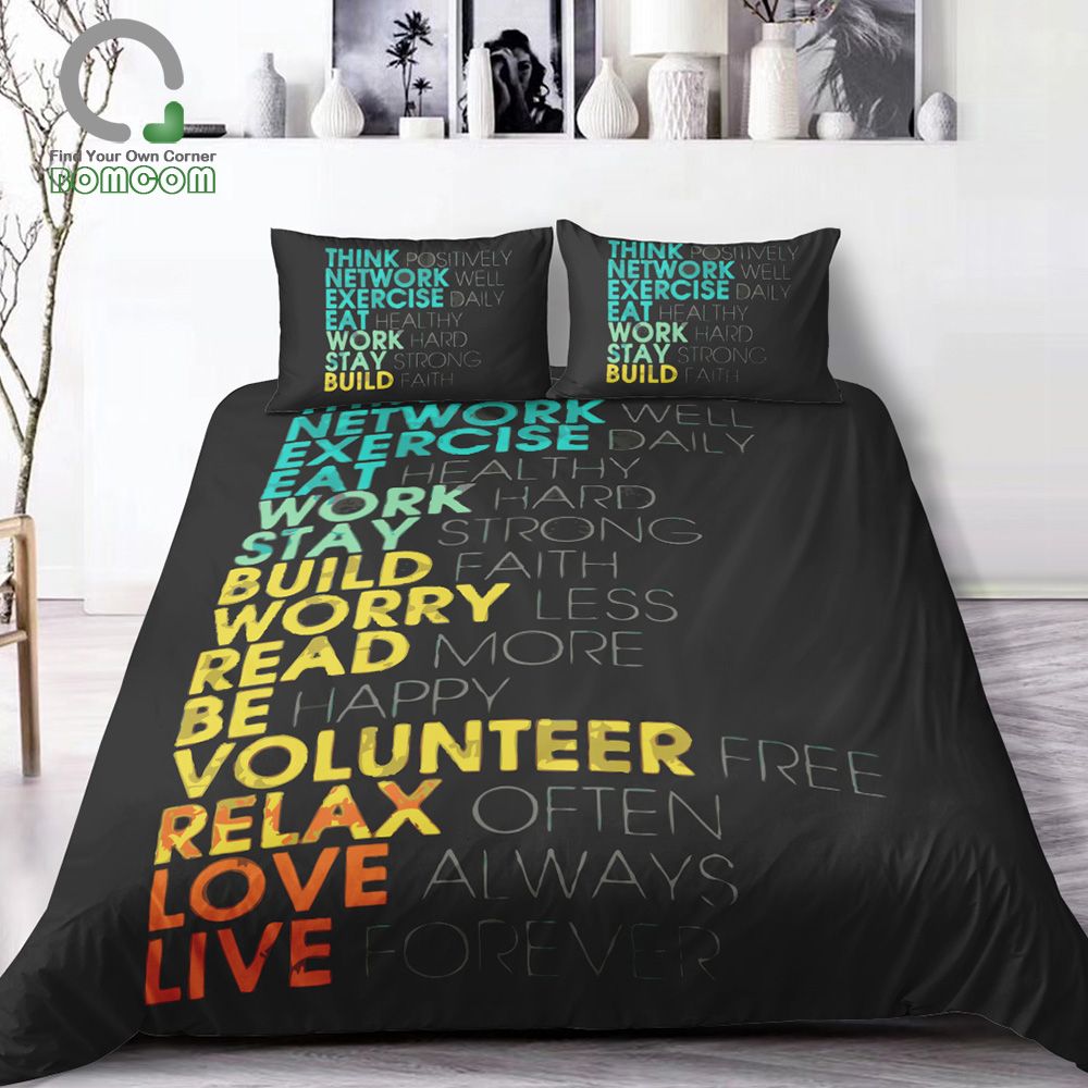 Bomcom 3d Digital Printing Inspirational E Think Positive Work Bomcom 3d Digital Printing Inspirational E Think Positive Work Hard Be Happy Etc Duvet Cover Sets 100 Microfiber Covers From Curteney