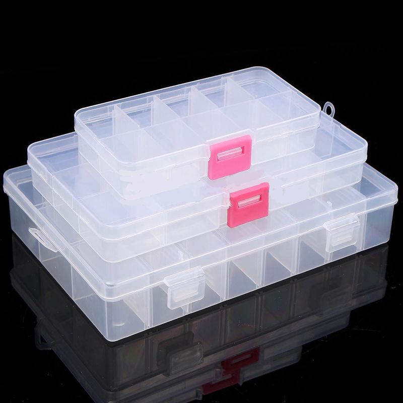 Mayitr 10 15 24 Slots Compartment Organizer Plastic Storage Box Case Container Adjustable Jewelry Display