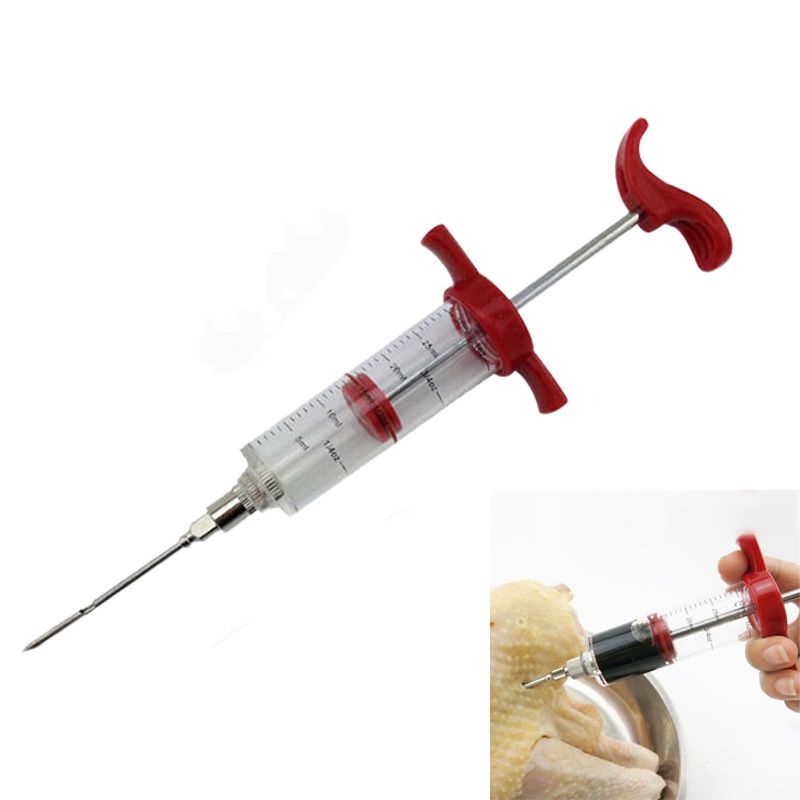 2019 Kitchen Syringe Stainless Steel Needle Meat Marinade Injector