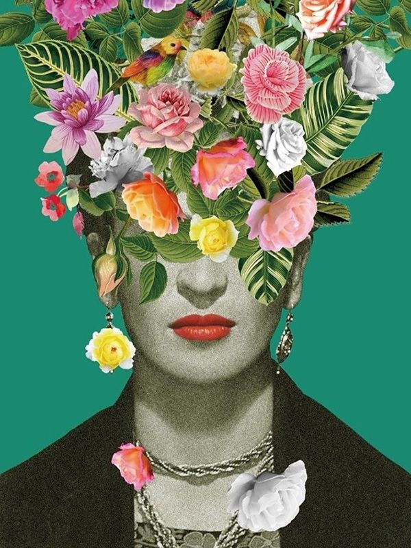 frida kahlo floral printing art canvas paintings poster flower wall