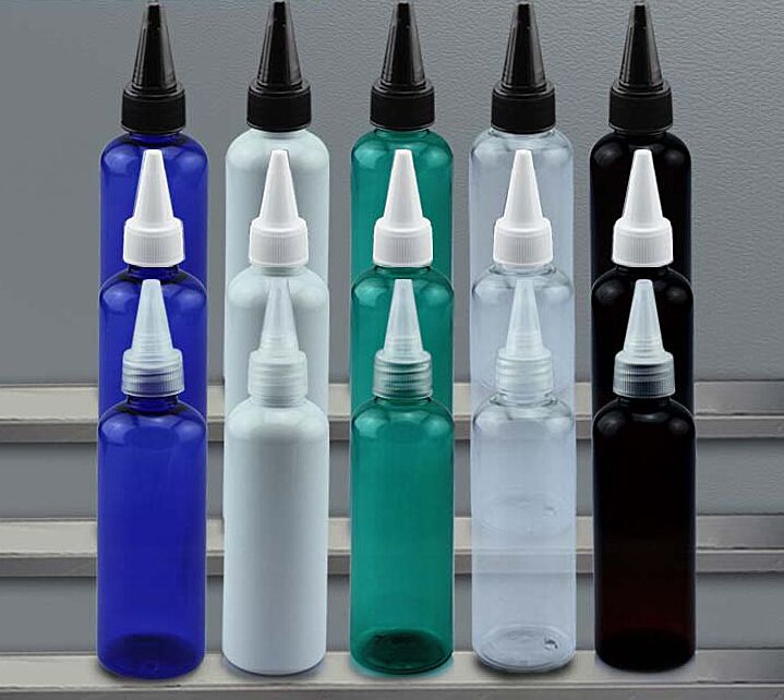 2019 Wholesale PET Pointed Cap White Clear Brown Green Blue Travel Size