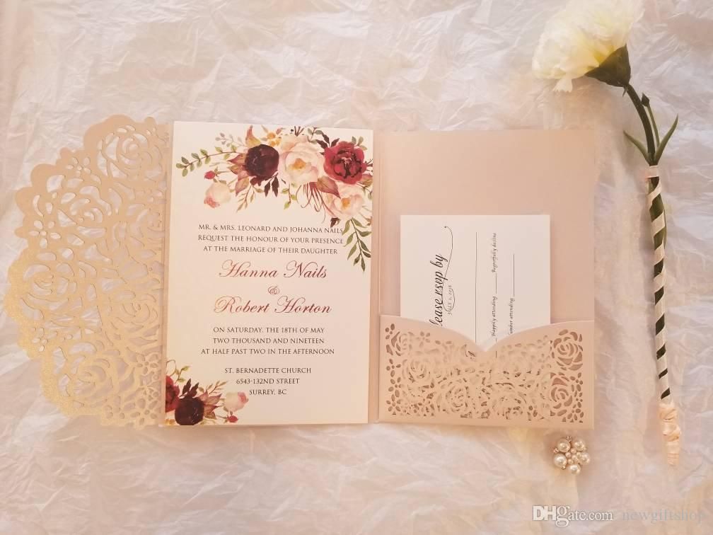 Blush Pink Laser Cut Trifold Wedding Invitation With Rsvp Card 20 Blush Pink Laser Cut Trifold Wedding Invitation With Rsvp Card 20 Color Customizable Baby Shower Invites Free Shipped By Dhl Spanish
