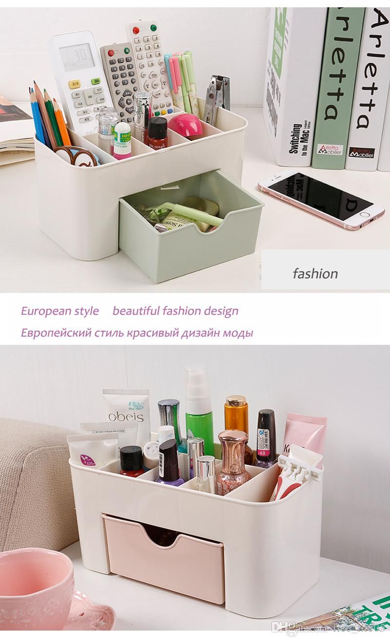 Bathroom Makeup Organizer Cosmetic Storage Box Desk For Cosmetics Drawer Earrings Plastic Organizador