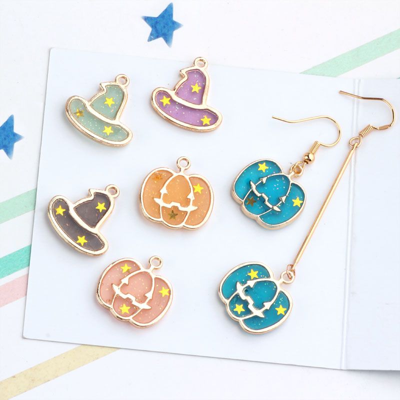 10pcs Halloween Pumpkin Beads Enamel Charms Pendant Diy Jewelry Findings Home & Garden