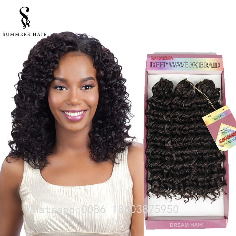 Natural Looking 10 Freetress 3pcs Per Pack Latched Hooked Curly Hairstyle Deep Twist Crochet Braiding Hair