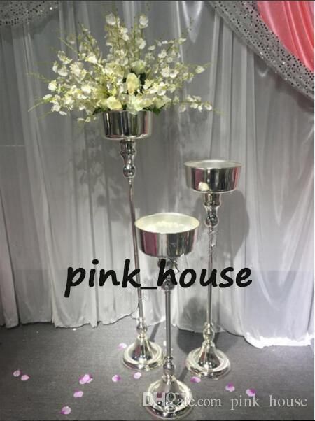 Elegant Metal Tall Sliver Gold Wedding Pillar Flower Stand Vase