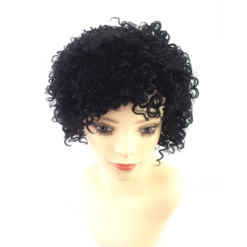 Знаменитости афро странный локон бразильский девственница человеческие волосы короткие парики 100% необработанные человеческие волосы не парики шнурка с челкой парики человеческих волос