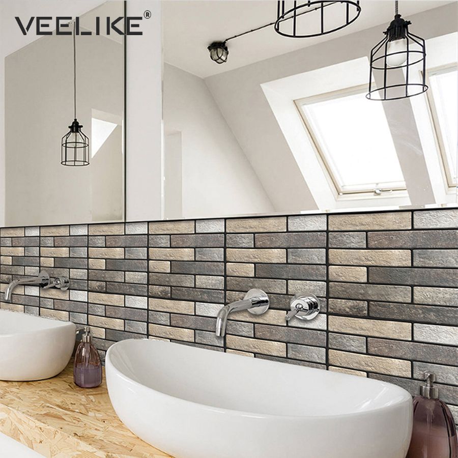 Großhandel 3D Ziegelstein Küche Backsplash Fliesenschale Und Stick ... Großhandel 3D Ziegelstein Küche Backsplash Fliesenschale Und Stick ...