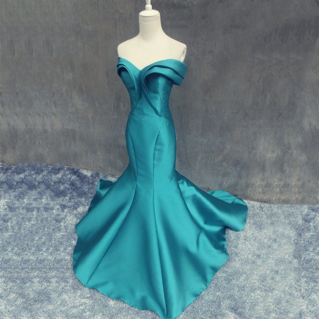 peacock blue prom dress