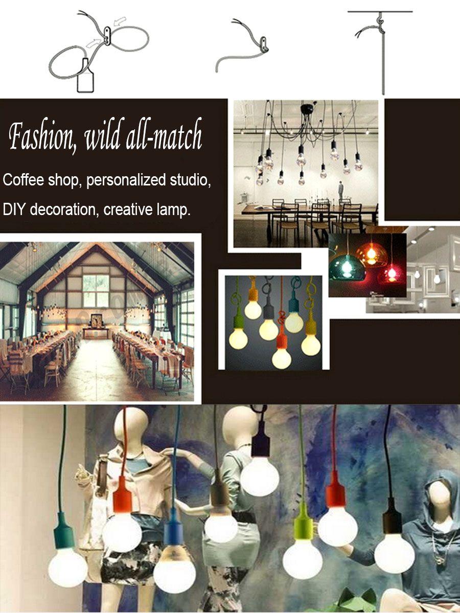 Colorful 1m Wire E26 E27 Socket Pvc Sillicone Pendant Ceiling Light Colorful 1m Wire E26 E27 Socket Pvc Sillicone Pendant Ceiling Light Lamp Bulb Holder Candy Color Decorative Lights Lighting Modern Lamps