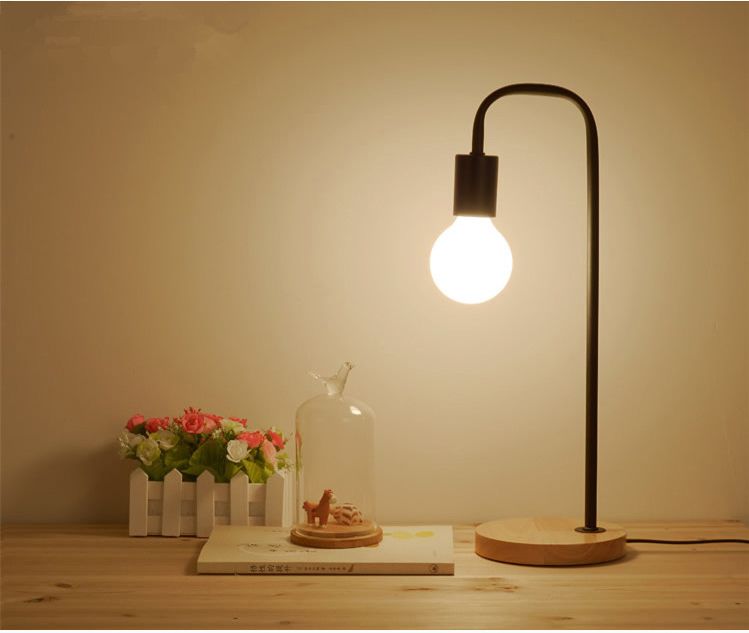 Loft Vintage Desk Lamp With 2 Colors Traditional American Countryside Wooden Iron Edison Table Lamps Nordic Metal Fixtures