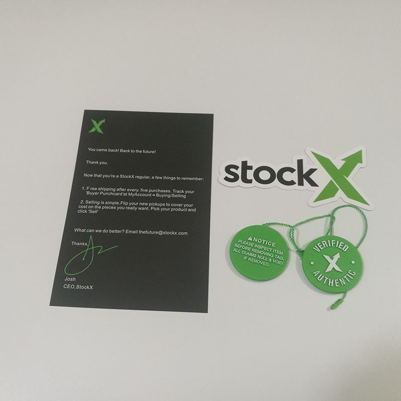 2019 Wholesale OG Verified Authentic Stock X Tag Card Sticker Plastic