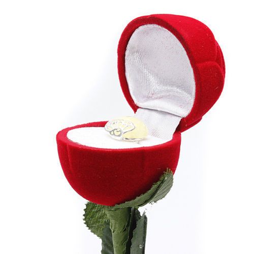 Anelli di nozze di forma di rosa rossa ciondoli gioielli regalo scatola di orecchini orecchini anello di velluto gli uomini regalo di San Valentino