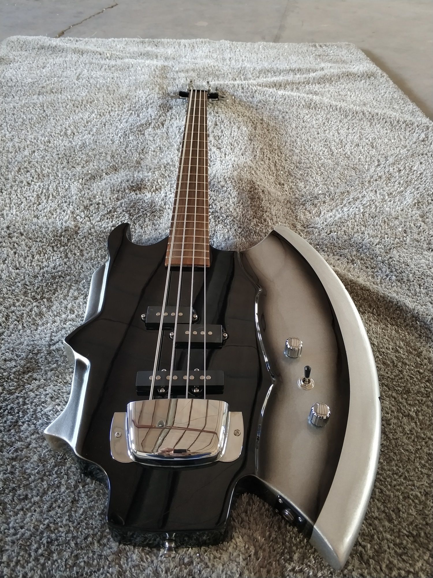 Axe Four String Electric Bass, Shaped Electric Bass, Black Accessories