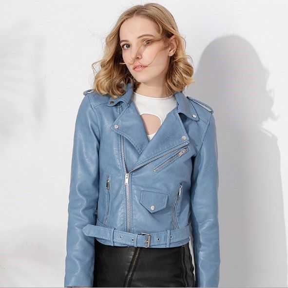 JENNER Ladies Real Leather Jacket Cherry Short Fitted Soft Jacket Biker Jacket