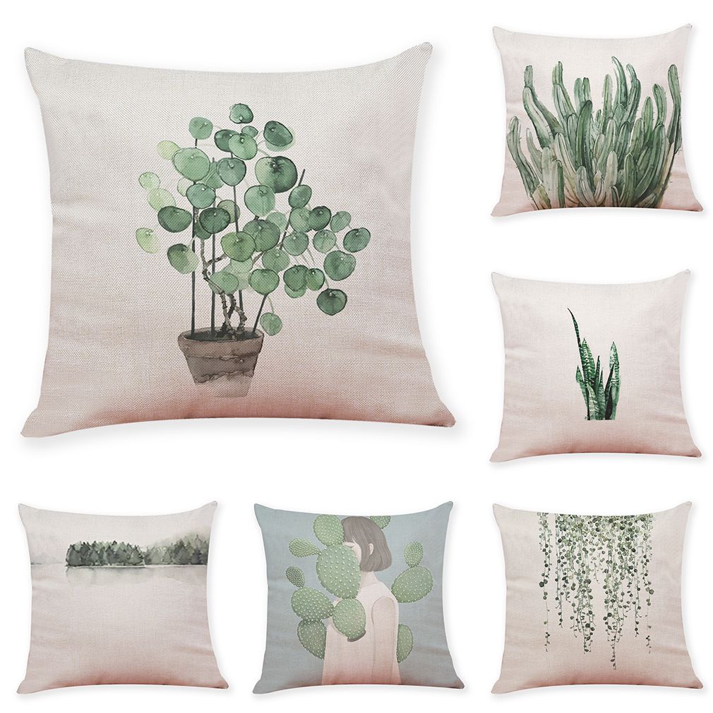 Ink Plant Linen Cushion Covers Home Office Sofa Square Pillow Case Ink Plant Linen Cushion Covers Home Office Sofa Square Pillow Case Decorative Without Insert18 18inch Patio Pillows On 24x24 Outdoor