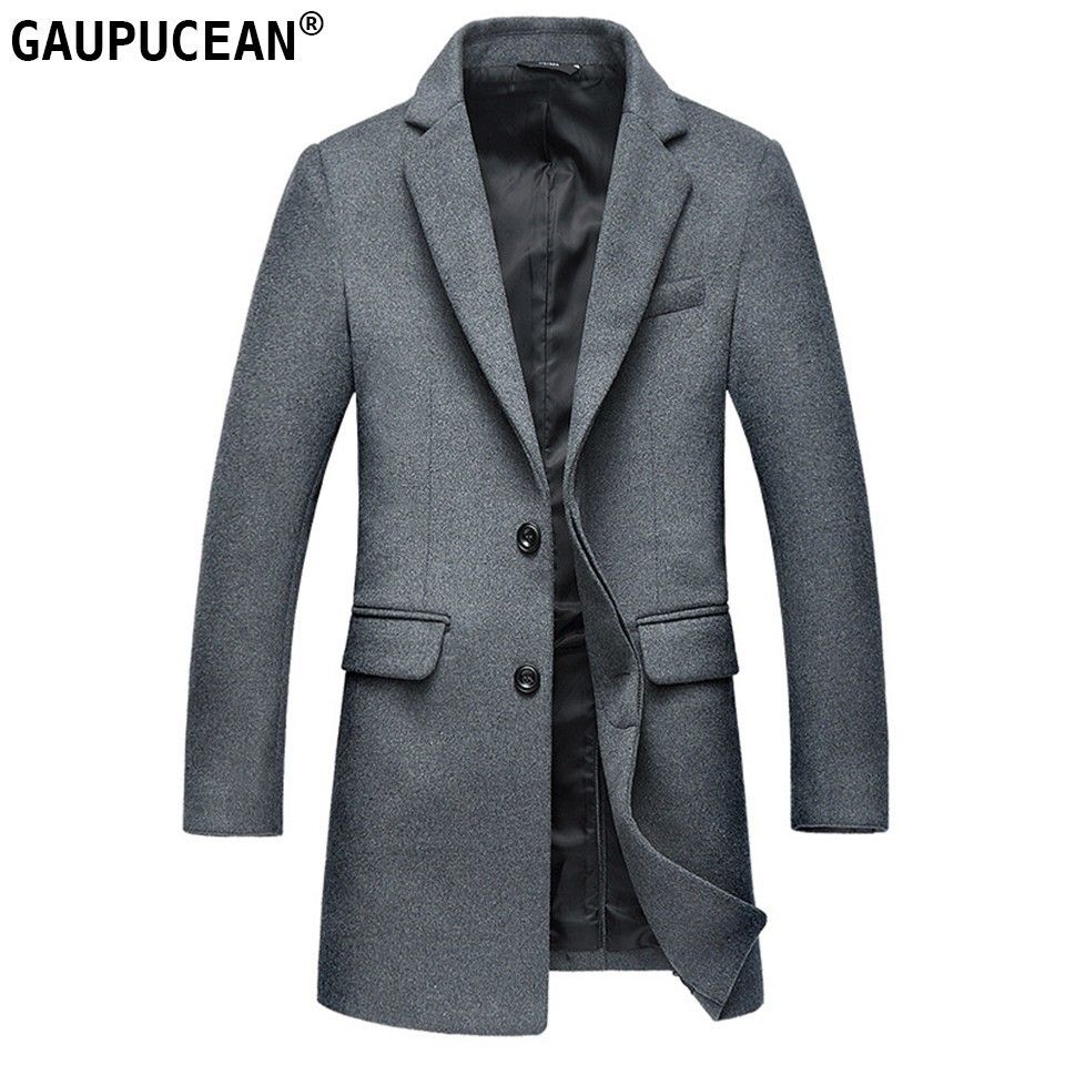 2020 Man Wool Jacket Long High Quality Formal Business Grey Single ...