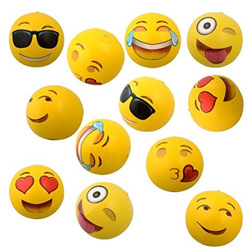 IPRee 30cm Emoji Faces Pelota de playa inflable Verano para niños Dive IPRee 30cm Emoji Faces Pelota de playa inflable Verano para niños Dive
