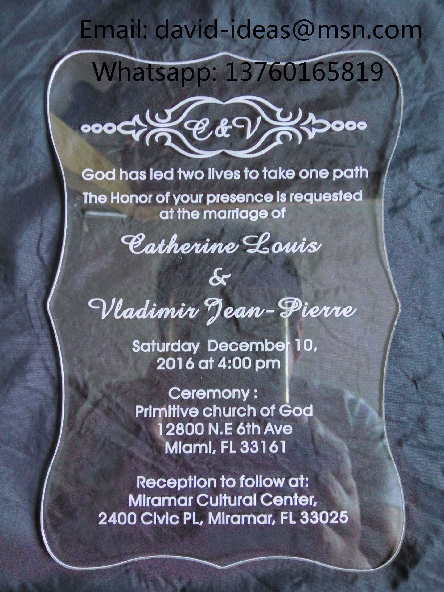 2019 High Quality Acrylic Clear Wedding Invitations Card Sample,Wedding