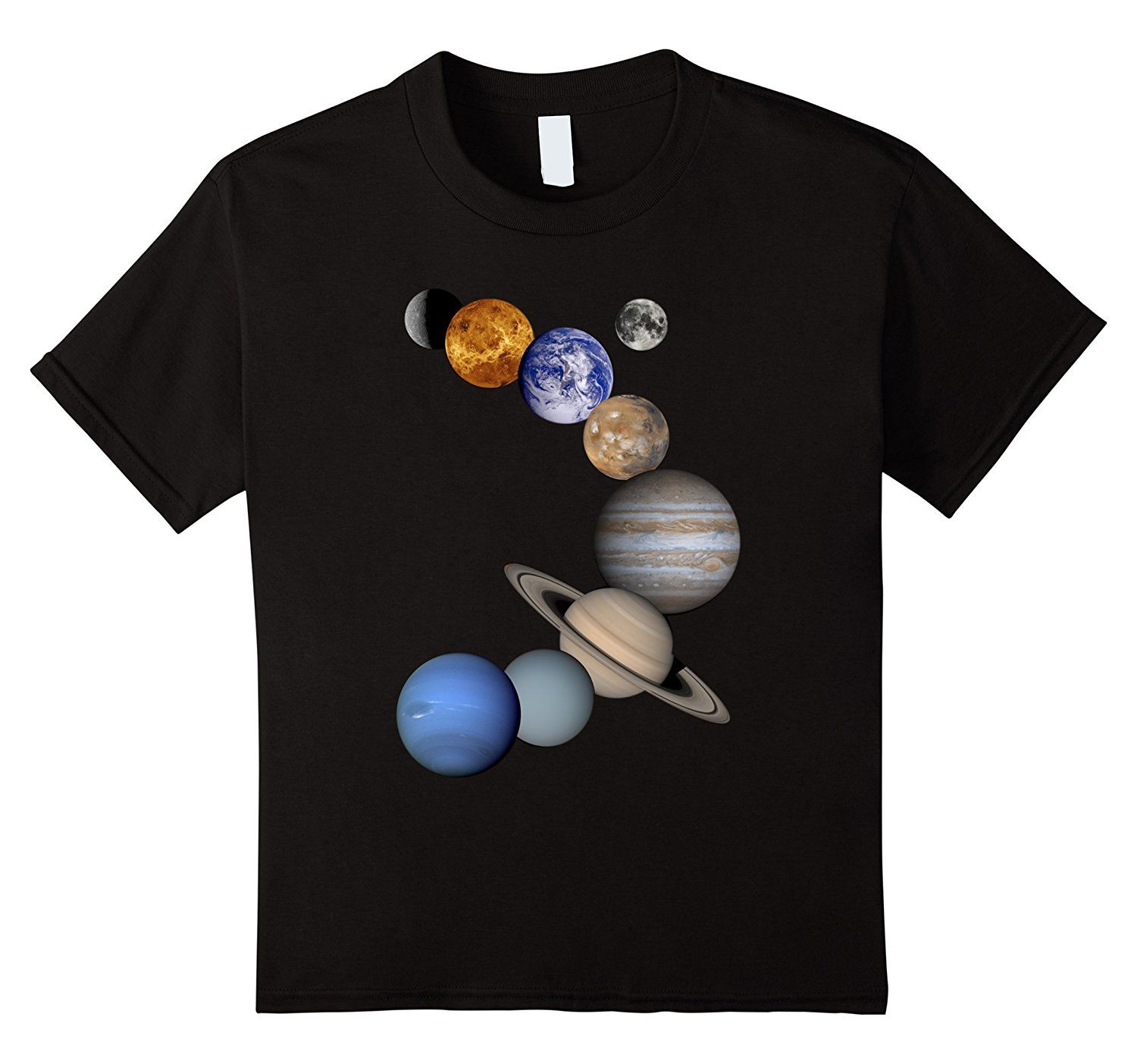 2018 New Summer Tee Shirt Planet T Shirt Système Solaire Earth Moon Science Tee Shirt Professeur De Coton