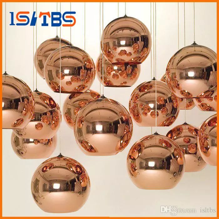 Full Set Led Pendant Lamp Copper Sliver Shade Mirror Chandelier Full Set Led Pendant Lamp Copper Sliver Shade Mirror Chandelier Light E27 Bulb Modern Chandeliers Glass Ball Droplight Lighting