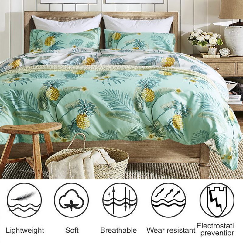 Pineapple Duvet Cover Brushed Fabric Bedding Set With Pillow Pineapple Duvet Cover Brushed Fabric Bedding Set With Pillow Soft Breathable Quilt Single Korean Blue Sets Queen Ladybug
