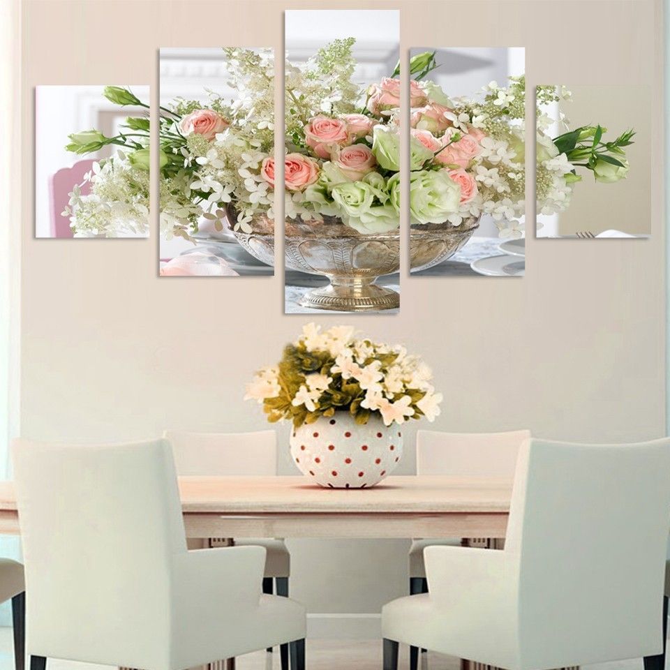 2021 Modern Decorative Pink Light Green White Rose Flowers Bones Wall