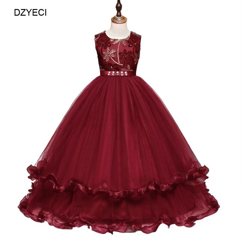 DaMohony M/ädchen Hochzeitskleid Prinzessin Langarm R/üschenrock Rosa Babykleider Gr/ö/ße f/ür 1-6 Jahre