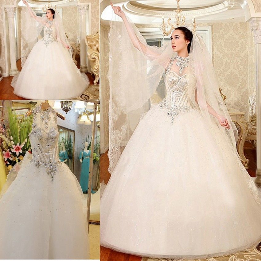 compre para la venta de lujo vestidos de novia de cristal una línea