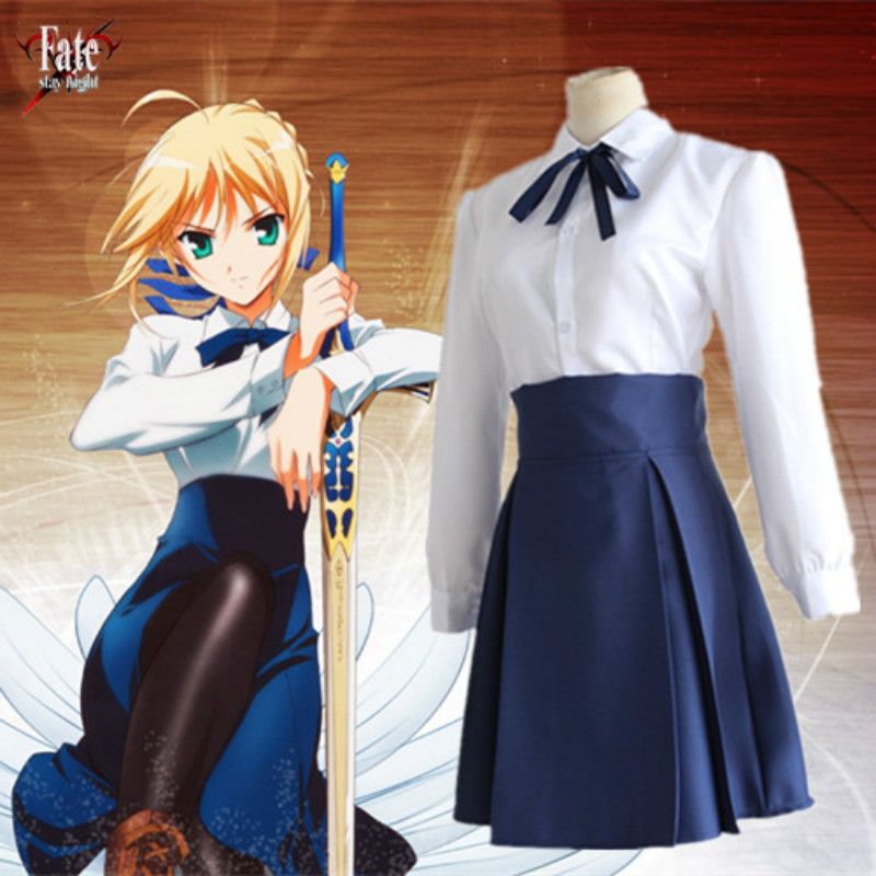 Anime Fate Stay Night Saber Cosplay Costumes Fancy Outfit School