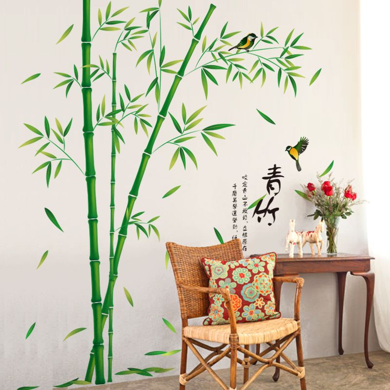 green bamboo wall stickers vinyl diy plants pattern home decor