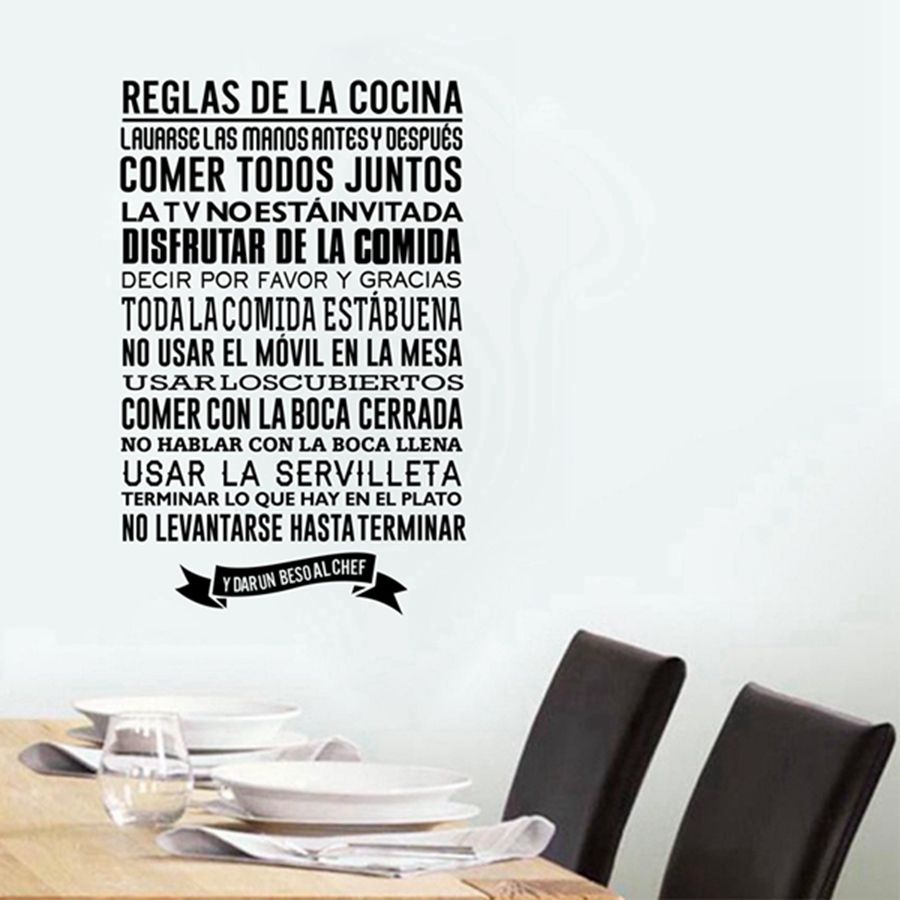 Hauptdekoration Plakate Aufkleber Spanische Kuche Regeln Aufkleber Diy Vinyl Wandtattoos Spanische Kuche Wanddekor Kostenloser Versand