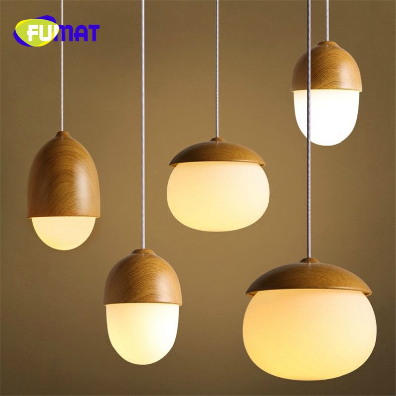 Fumat Nuts Iron Wood Grain Modern Pendant Light E27 Bulb Home Dinner Fumat Nuts Iron Wood Grain Modern Pendant Light E27 Bulb Home Dinner Bed Lights A B C D Style Cafe Brass Lighting Fixtures