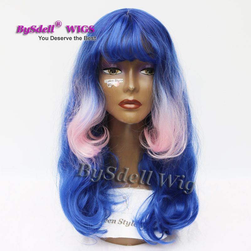 Medium Length Two Tone Ombre Color Hair Wig Synthetic Heat