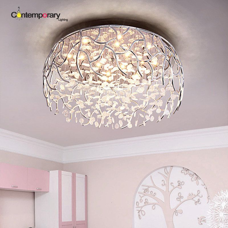 Led Dimmable Modern Crystal Ceiling Lamp Fashion Flush Mount Crystal Ceiling Lights Decoration Lamps For Living Room Lustres