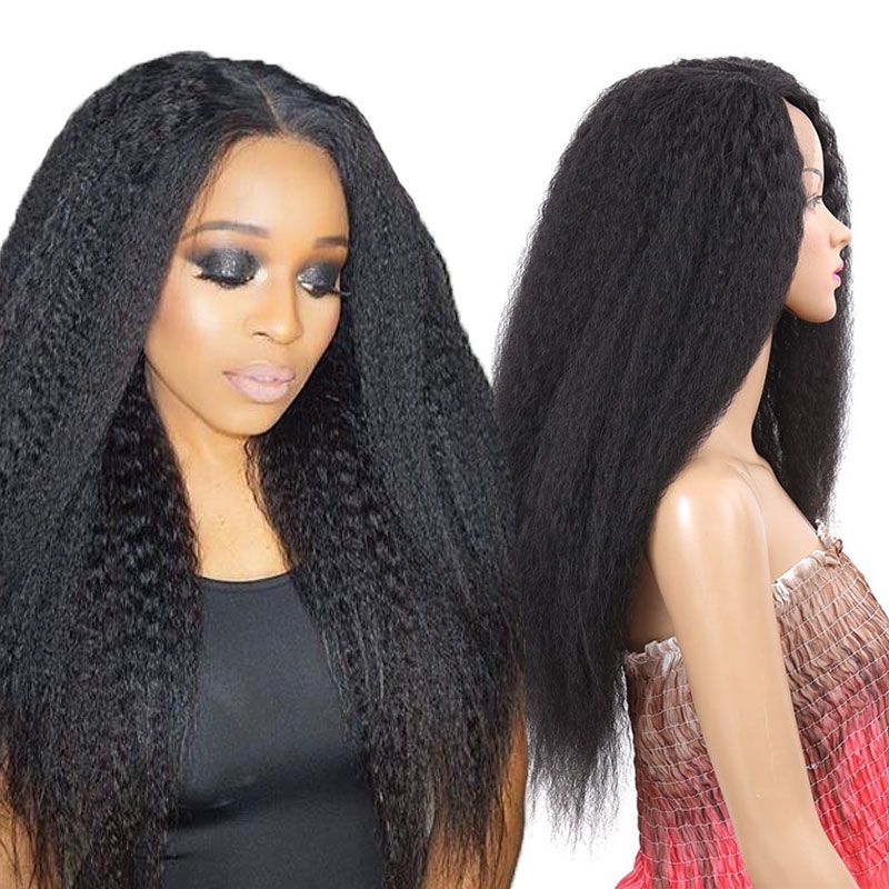 24 Long Straight Black Wig Synthetic Afro Kinky Straight Hair For