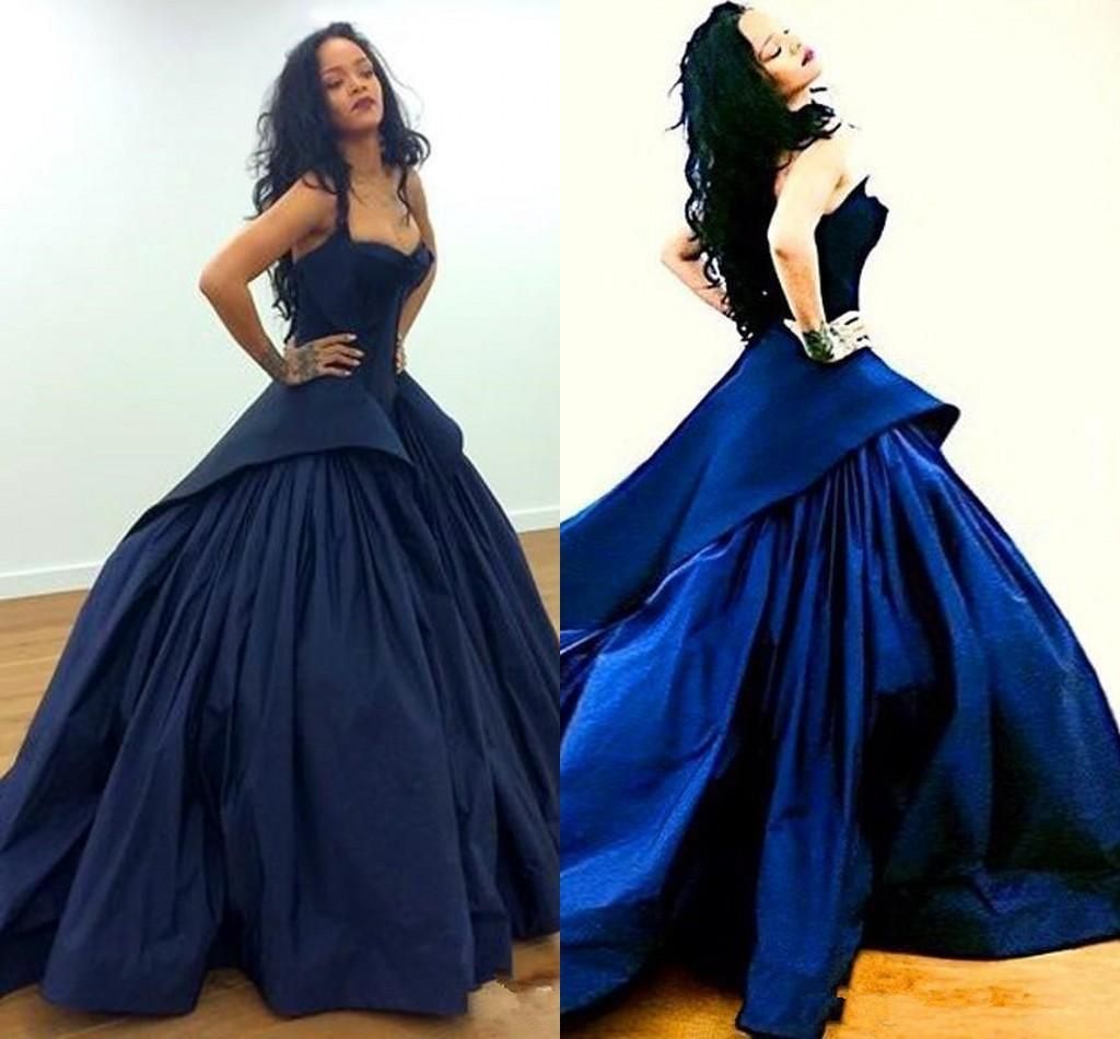 rihanna navy blue dress