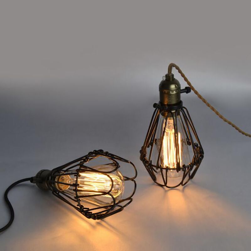 Metal Cages Pendant Lamp Industrial Warehouse Style Antique Loft Covers Guard Wire Cage Light Fixture