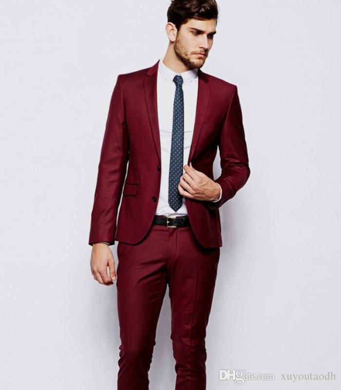 2019 2018 Men Suits Burgundy Red Wine Custom Made Wedding Suits For Man ...