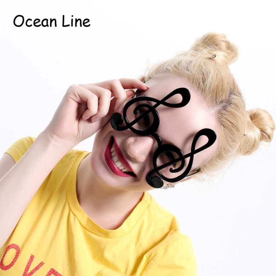 Wholesale Decorated Black Musical Note Costume Glasses Night Party