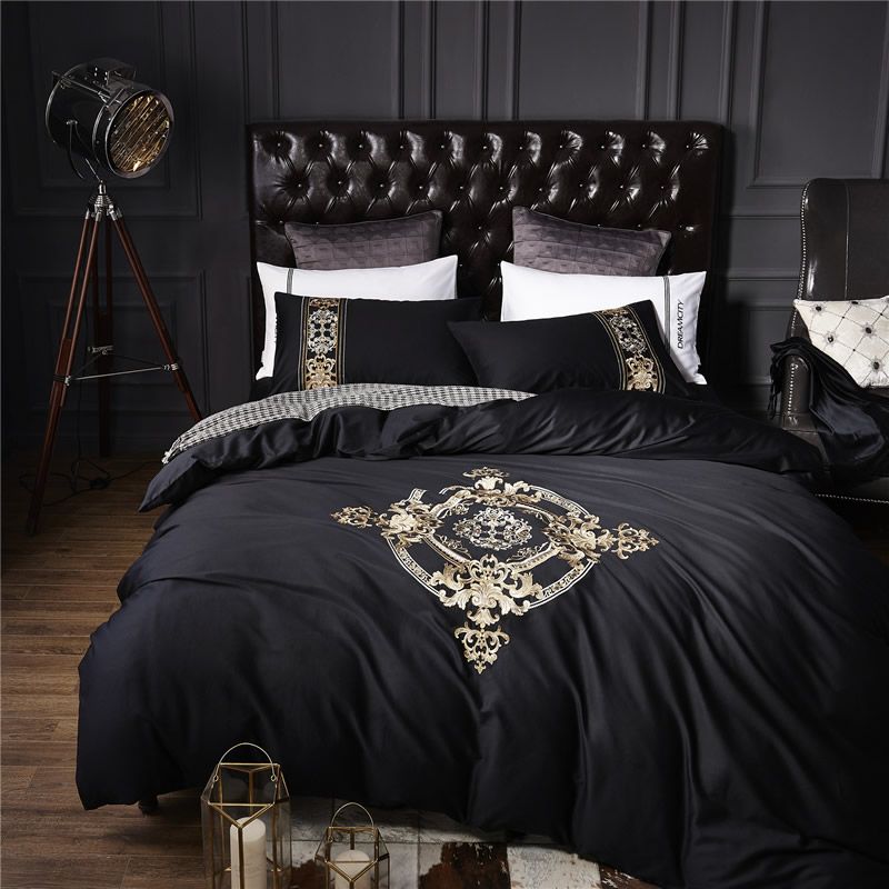 100 Black White Silver Luxury Bedding Sets Bedclothes King 100 Black White Silver Luxury Bedding Sets Bedclothes King Queen Size Duvet Cover Bed Sheet Linens Set Pillowcases Quilt