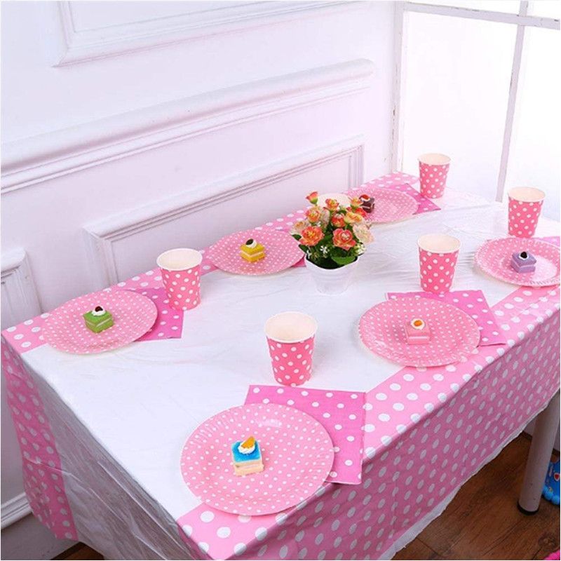 Polka Dots Disposable Plastic Tablecloths 42 X 71 Rectangle Table Polka Dots Disposable Plastic Tablecloths 42 X 71 Rectangle Table Cover Decoration Picnic Covers Kids Favors Pink Tablecover 0285