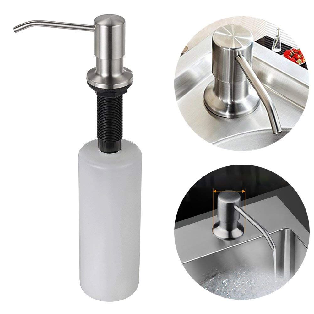 Hot Kitchen Sink Soap Dispenser Stainless Steel Dish Soap Dispenser 350ml 12 Oz Stainless Steel Built In Hand Lotion Pump