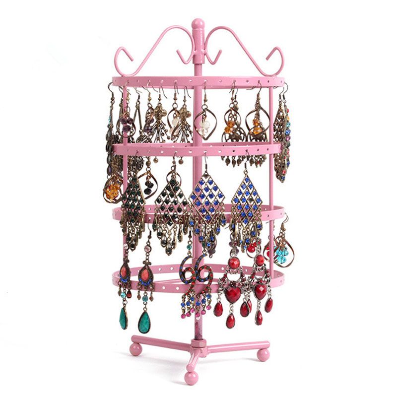 2020 Round Revolving Earring Holder For Necklace Organizer Stand 4 Tiers Multifunctional Iron